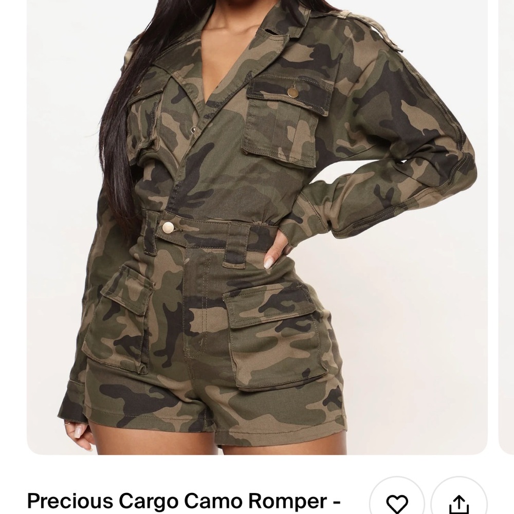 Fashion Nova Green and Brown Utility Jumpsuit